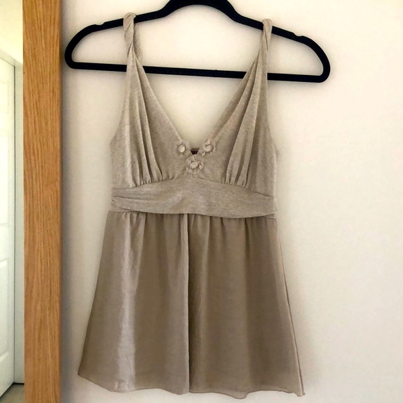 Metallic threaded babydoll top with silk overlay by Velvet - Picture 1 of 12